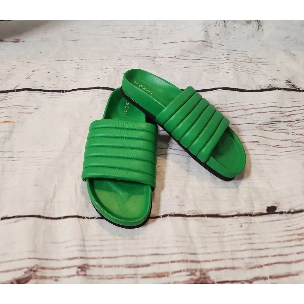 M. Gemi Green Padded Slide Sandals - Picture 1 of 6
